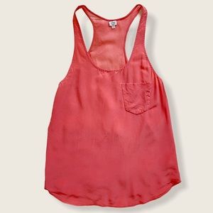 Aritzia l Wilfred Coral Pink Silk Racerback Pocket Tunic Tank